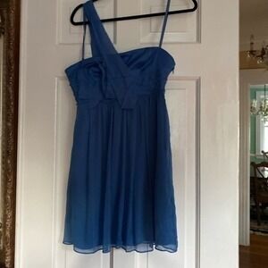 BCBGeneration Blue Chiffon One Shoulder Dress 6